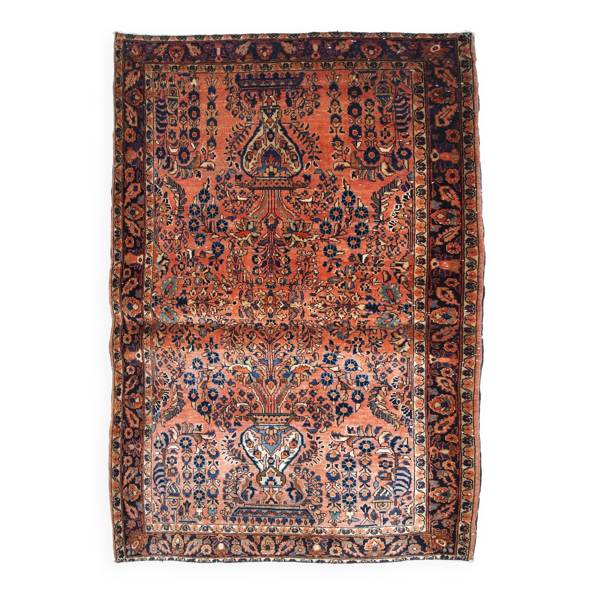 Handmade antique Persian Sarouk rug 109cm x 164cm 1920s - 1B747
