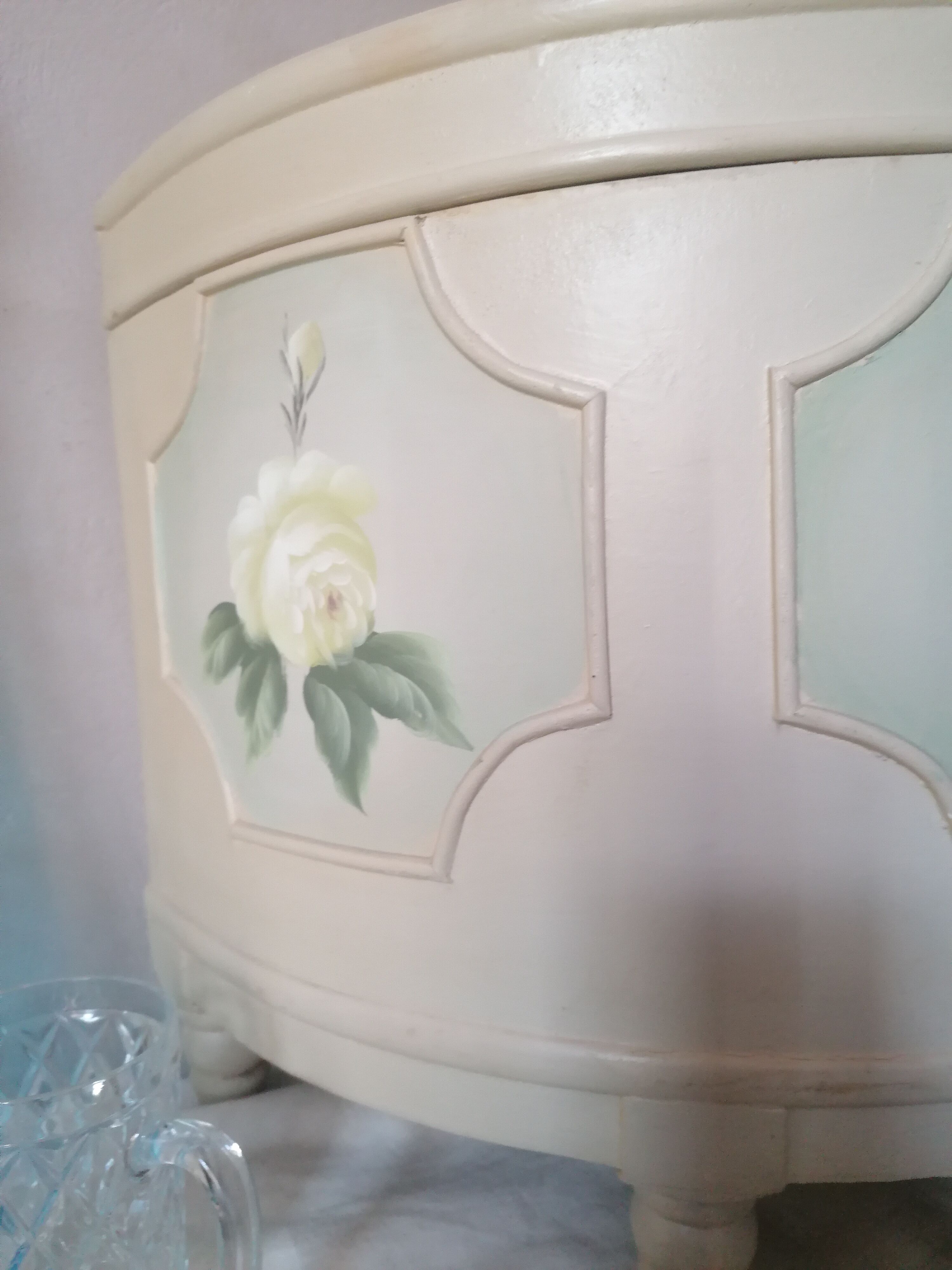 Half-moon box painted wood