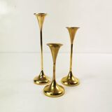 Set of modernist brass candlesticks, Denmark, 1960s.