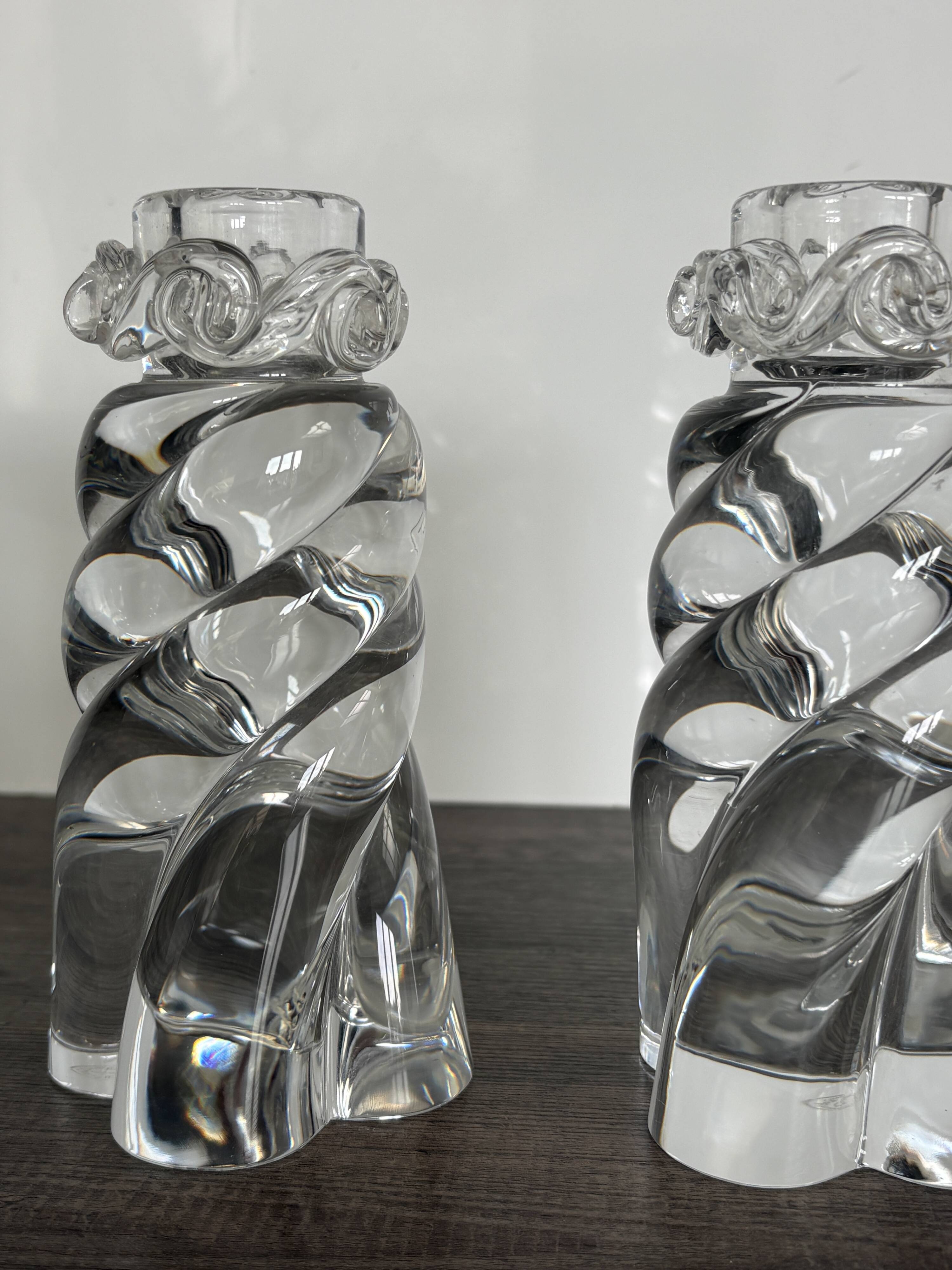 Pair of signed Baccarat Aladin candlesticks