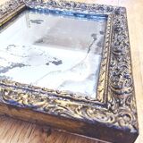 Petit miroir ancien en stuc doré à la feuille d'OR - "Isidore"