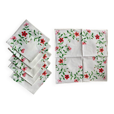 Serviettes de table fleuries en coton