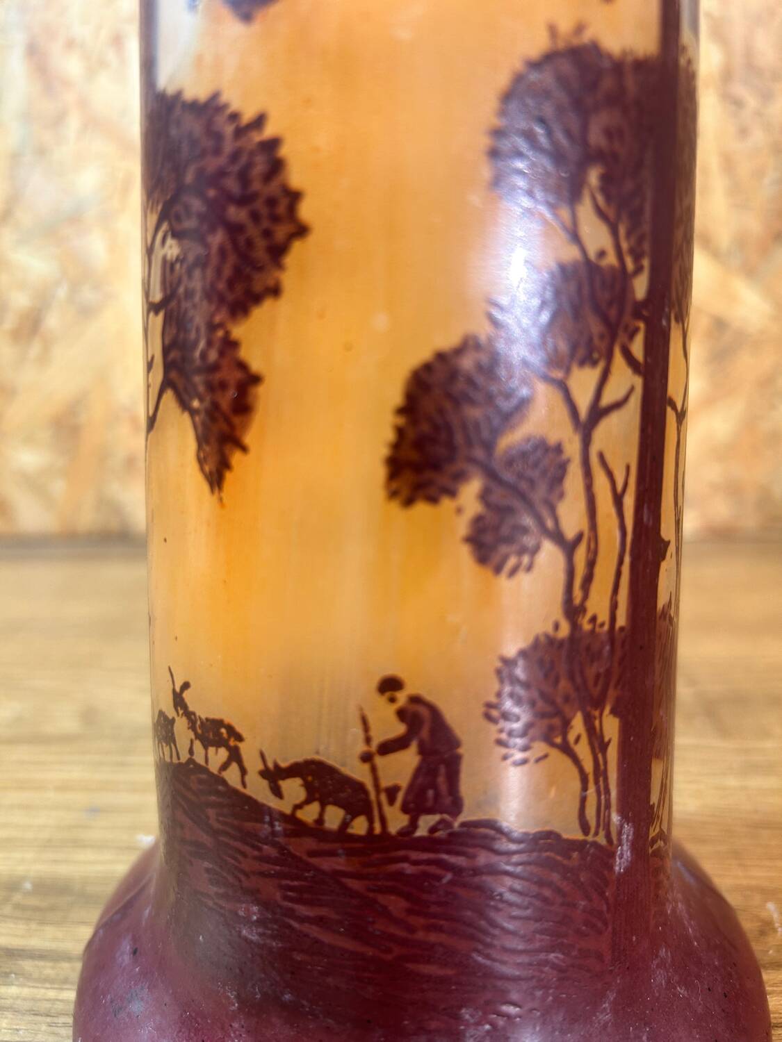 Old vase signed jem joseph mûre hand painted student of legras shepherdess decor