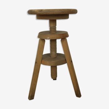 Tabouret d'architecte réglable en bois brut