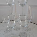 Set of 7 wine glasses engraved 50s