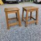Pair of low stools in solid oak