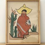 Gouache Mexicaine originale signée Lopez