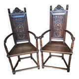 Pair of Henri II style armchairs