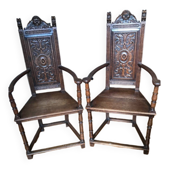 Pair of Henri II style armchairs