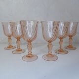 6 verres à pied rose torsadé Rosaline