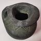 Vintage native american jug pot with geometric patterns in green / gray tones