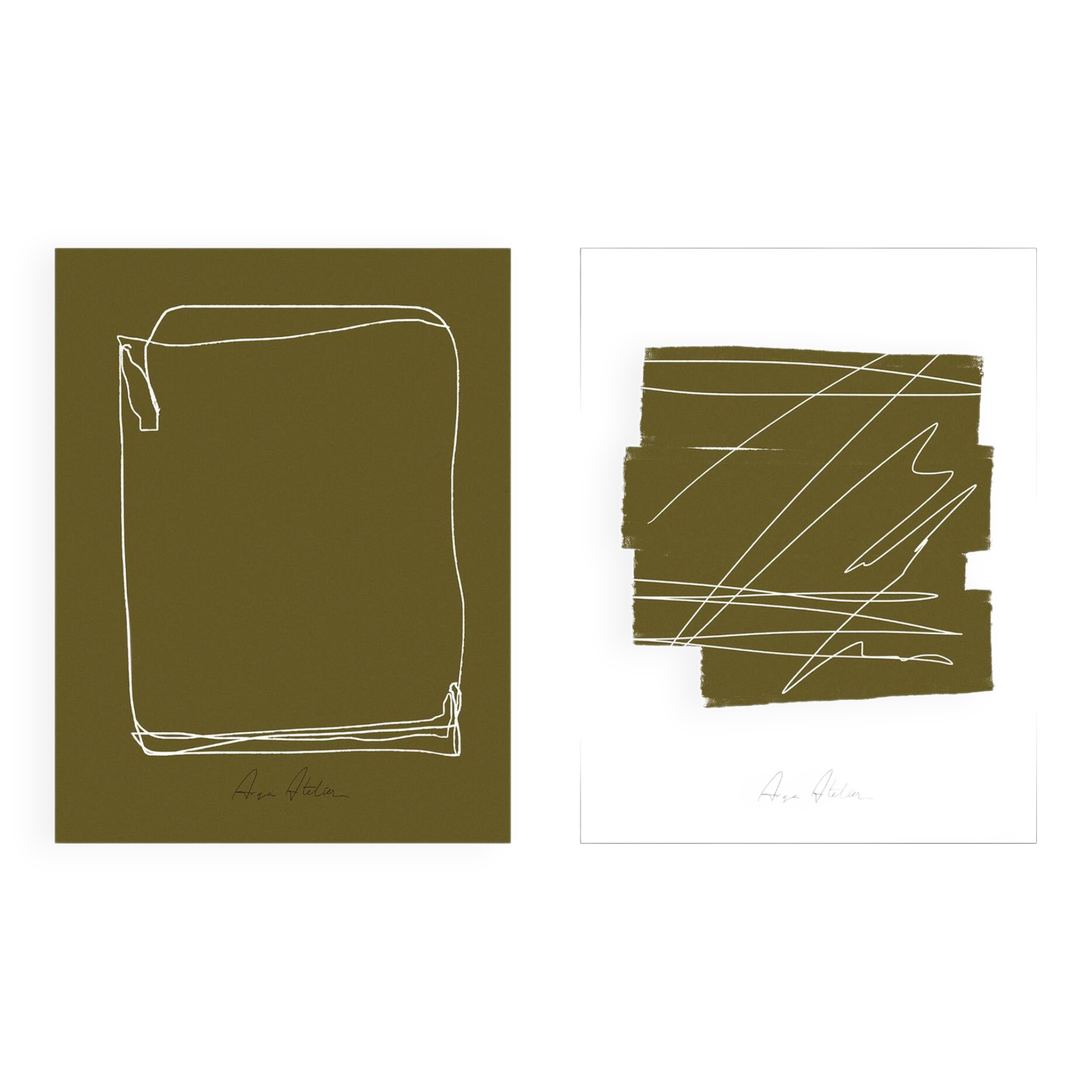 Pair of prints, abstract wall art set of two, 50x70cm