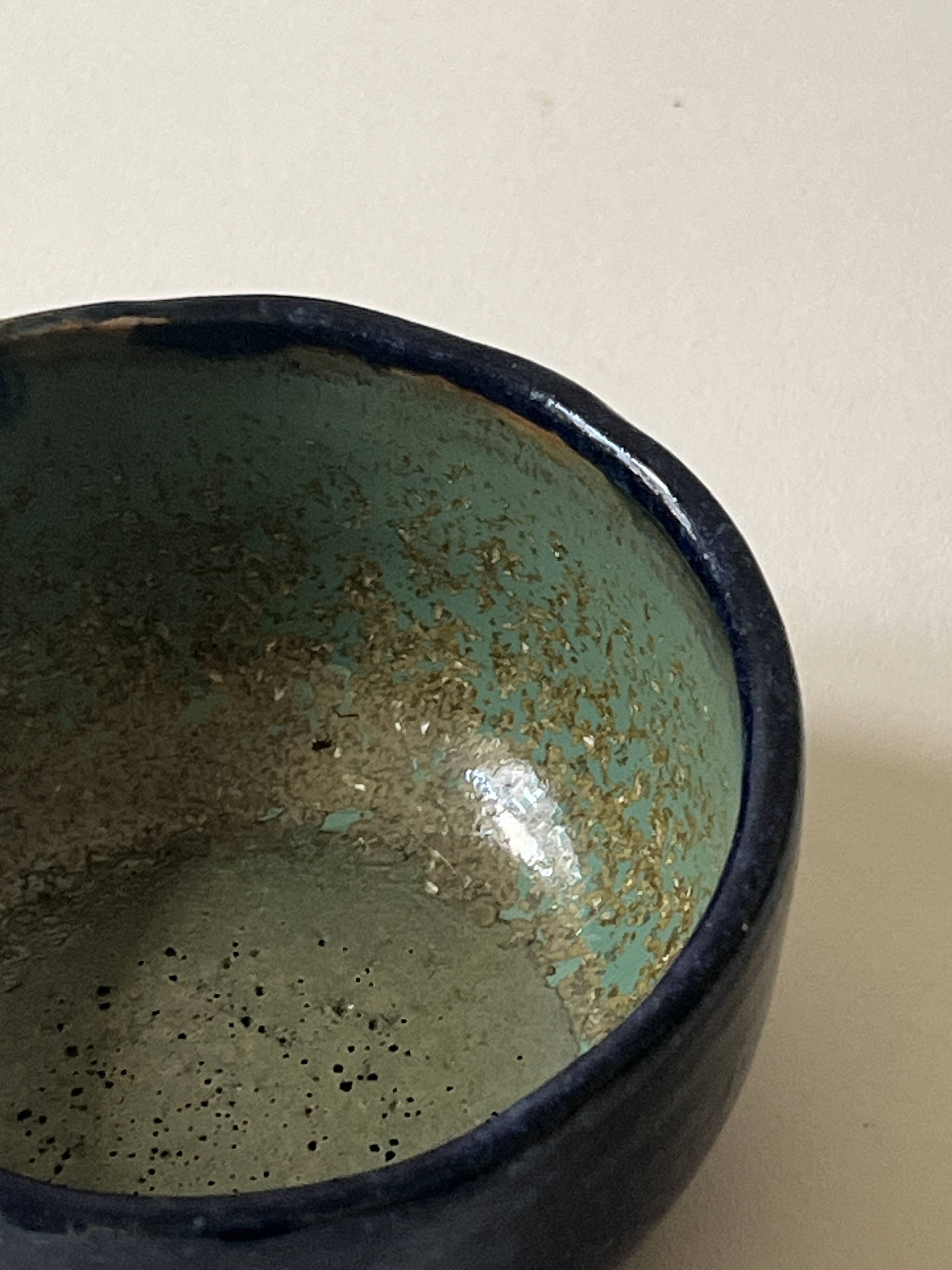 Glazed ceramic bowl/trinket dish, signed