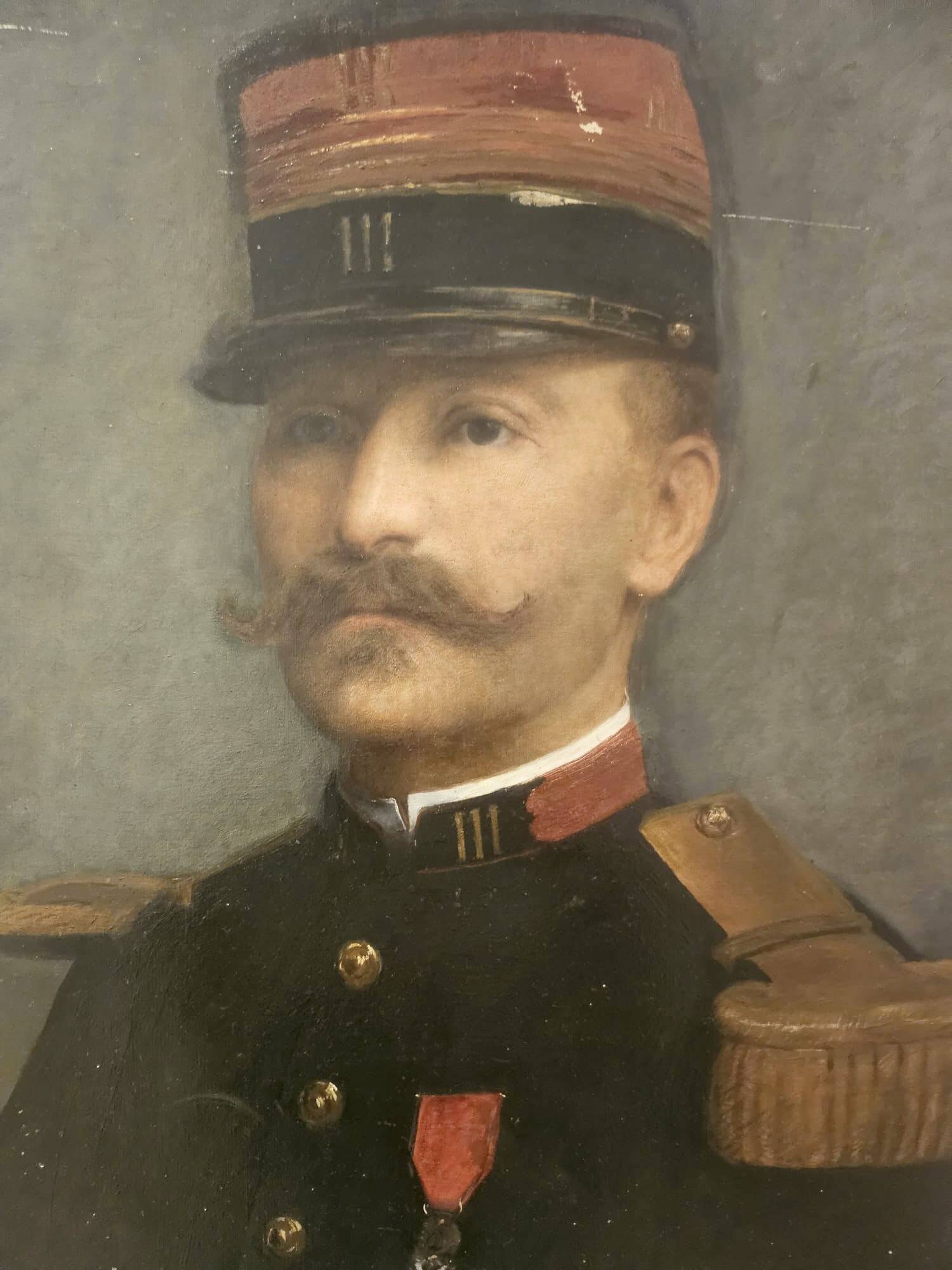 Portrait of a French officer – Oil on canvas signed "Cavalli", 1905