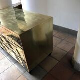Commodity three brass drawers and tinted glass 1985