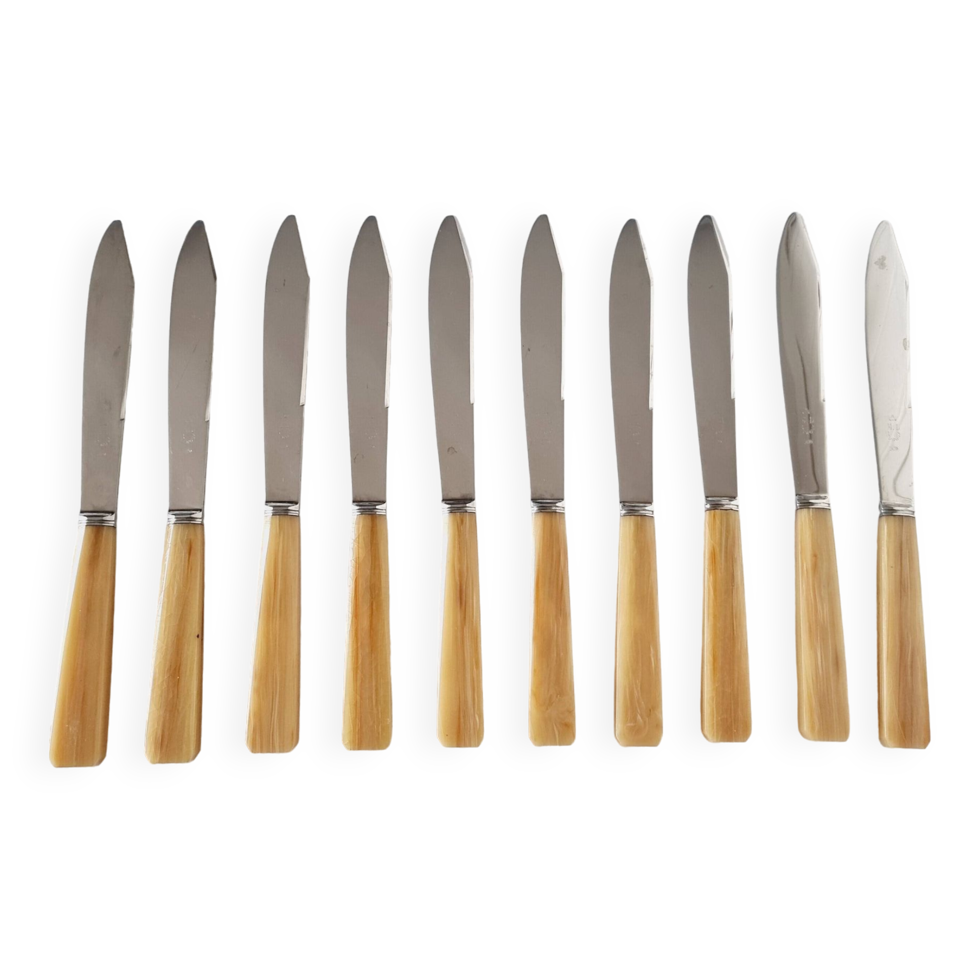 10 table or lunch knives in stainless steel and Messina from the 70s New