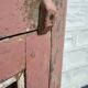 Pink showcase in Burmese teak