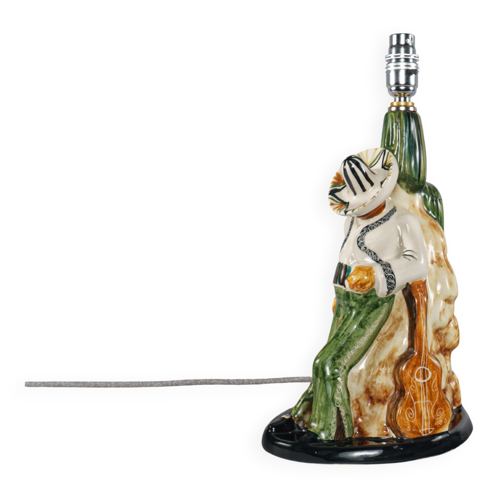 Vintage 1960s Jersey Pottery MCM Kitsch Mexican Siesta Table Lamp