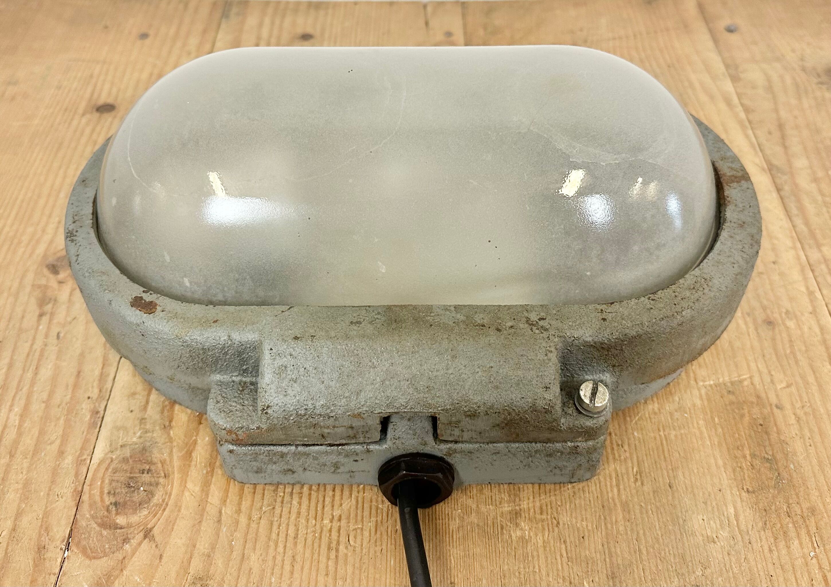 Grey Industrial Cast Iron Wall Light from Elektrosvit, 1960s