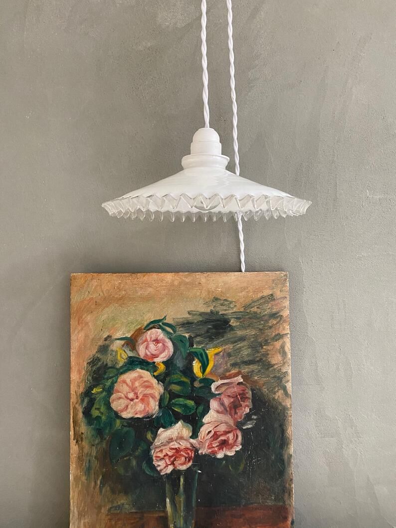 White opaline hanging lamp