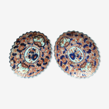 Pair of small oval dishes forming Japanese Imari porcelain raviers
