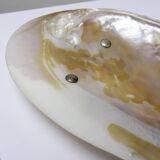 Antique mother-of-pearl tripod bowl emptier with silver metal legs