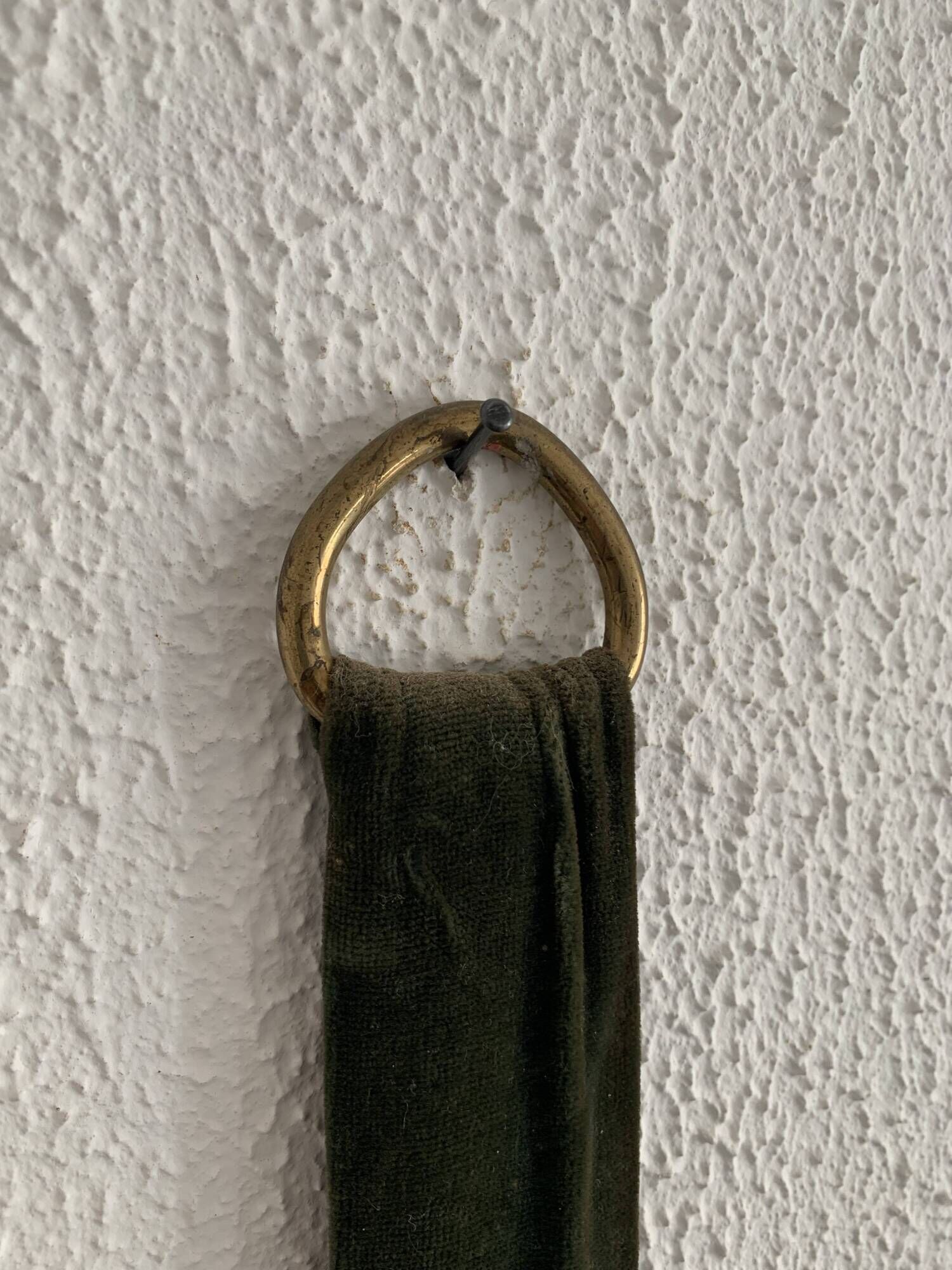 Vintage 1960 witch's eye mirror with green ribbon - 20 x 67 cm