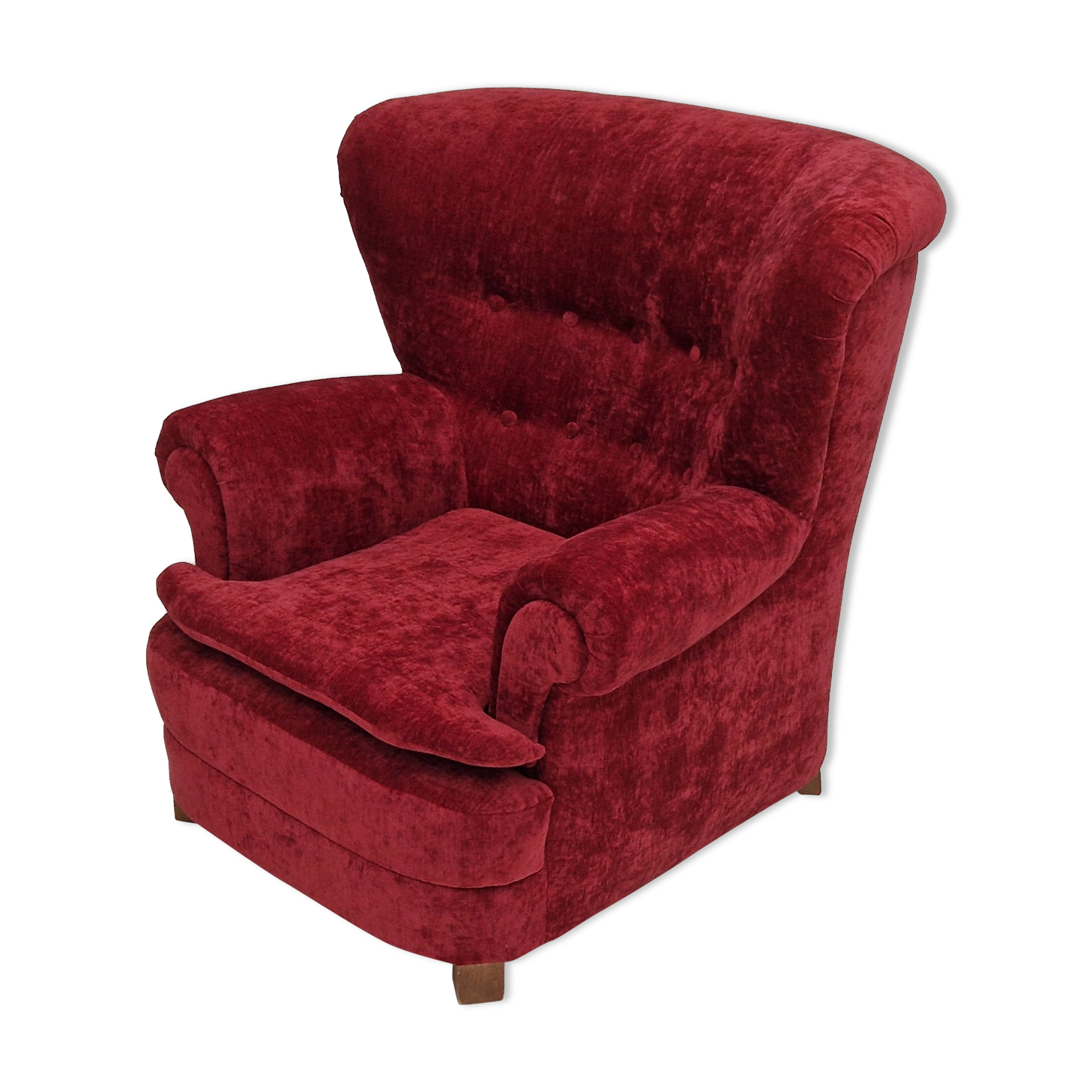 50s, Danish design, refurbished armchair, vintage velour