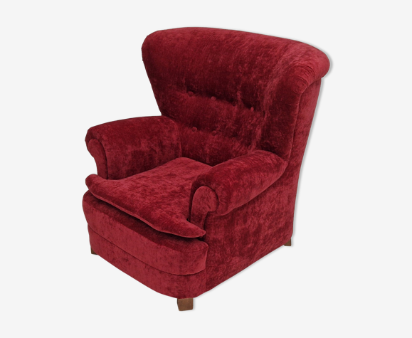 50s, Danish design, refurbished armchair, vintage velour