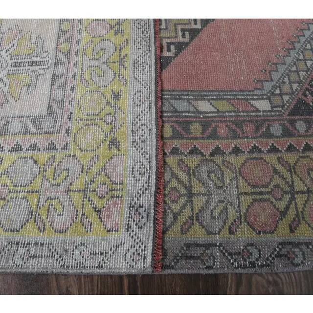 Vintage Turkish Oushak Handmade Pink Wool Rug 125x210