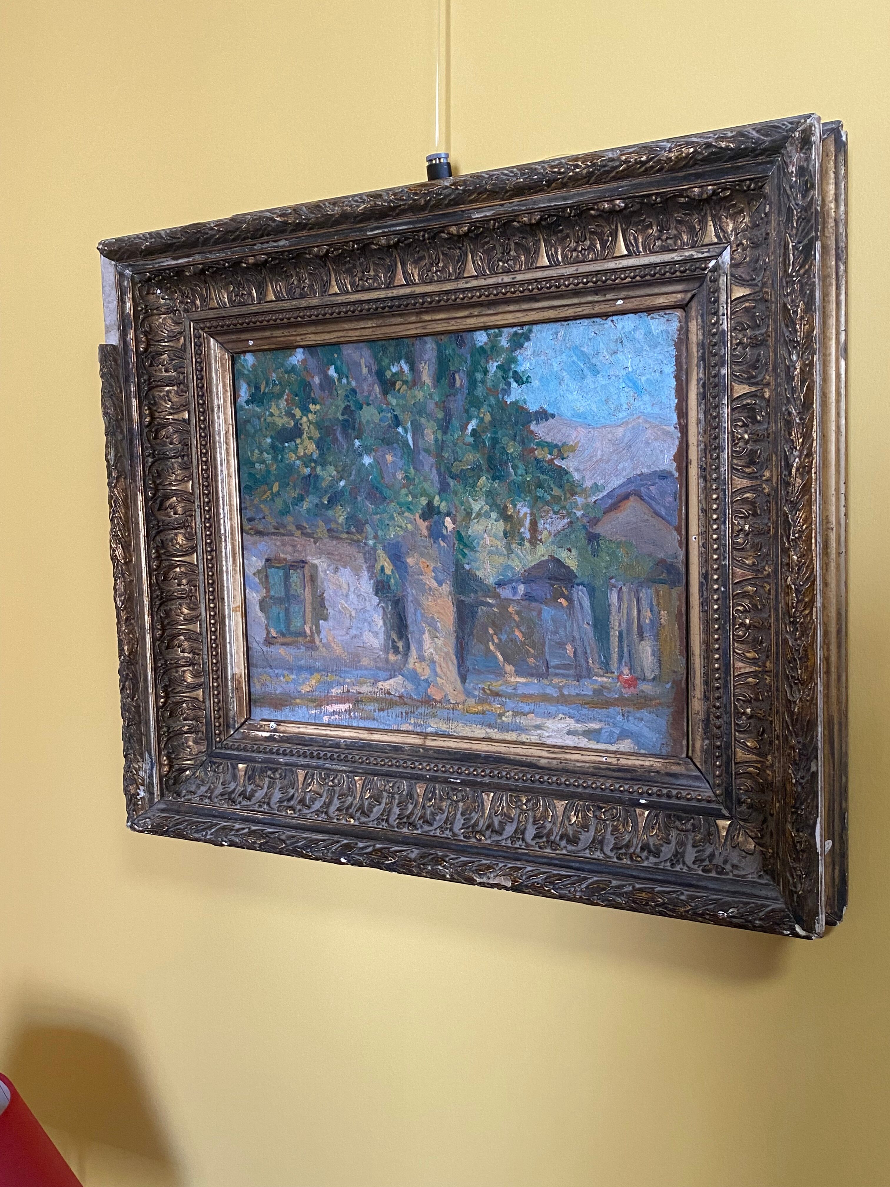 Tableau impressioniste "Cours de ferme"