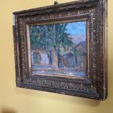 Tableau impressioniste "Cours de ferme"