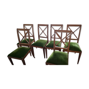 6 Chaises bois assise - vert