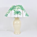 Pair of Tommaso Barbi Riviera palm tree table lamps from the 1970s with matching cushions.