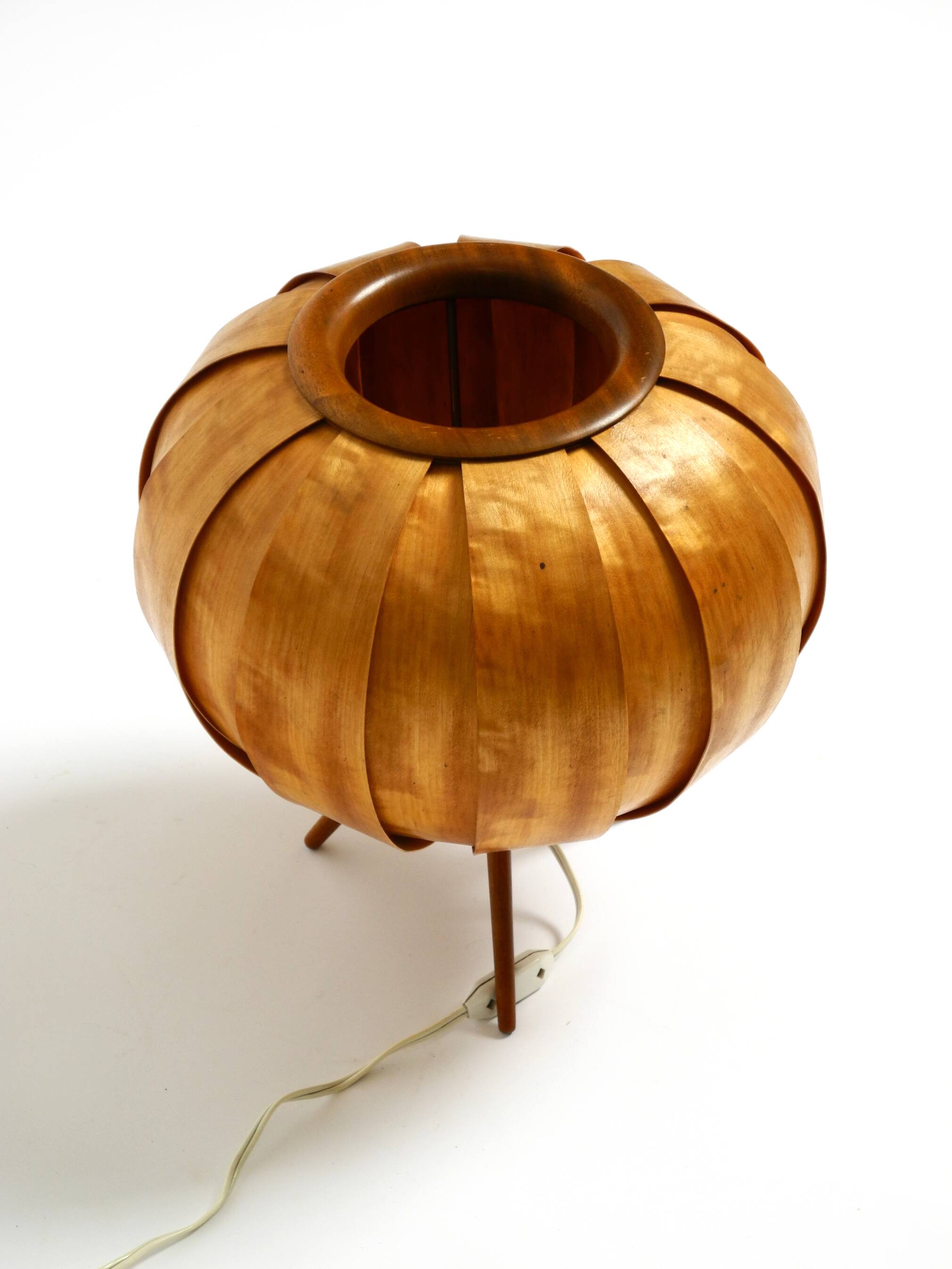 Large Mid Century Modern bentwood lamella tripod Table Lamp