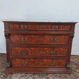 Commode Néo-Renaissance Henri II en loupe de noyer