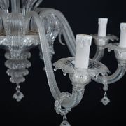 1940s Vintage Murano Clear Glass Chandelier, Classic Italian Art Glass