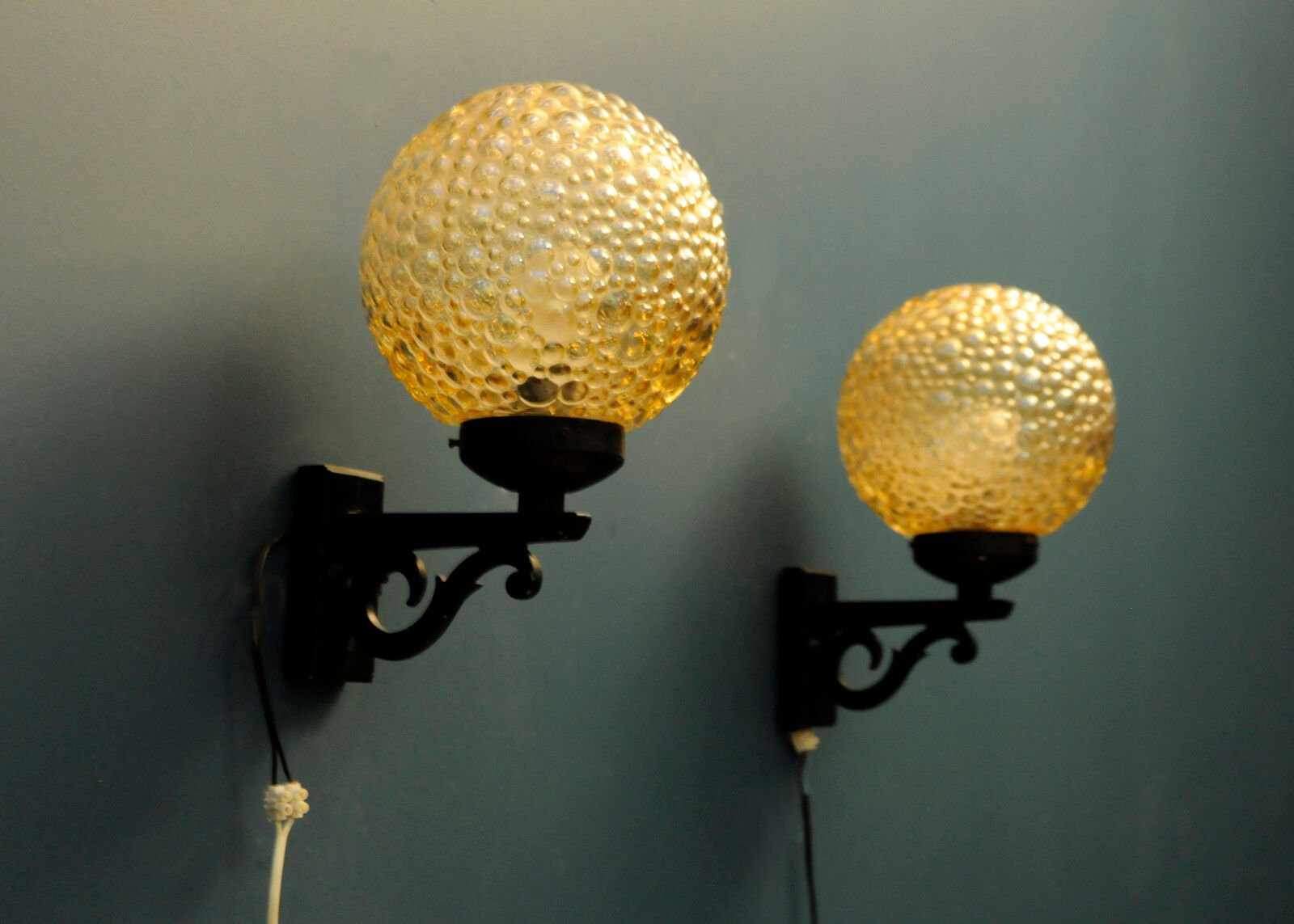Bubble Glass Wall Lamps, Denmark 1960s, Set of 2