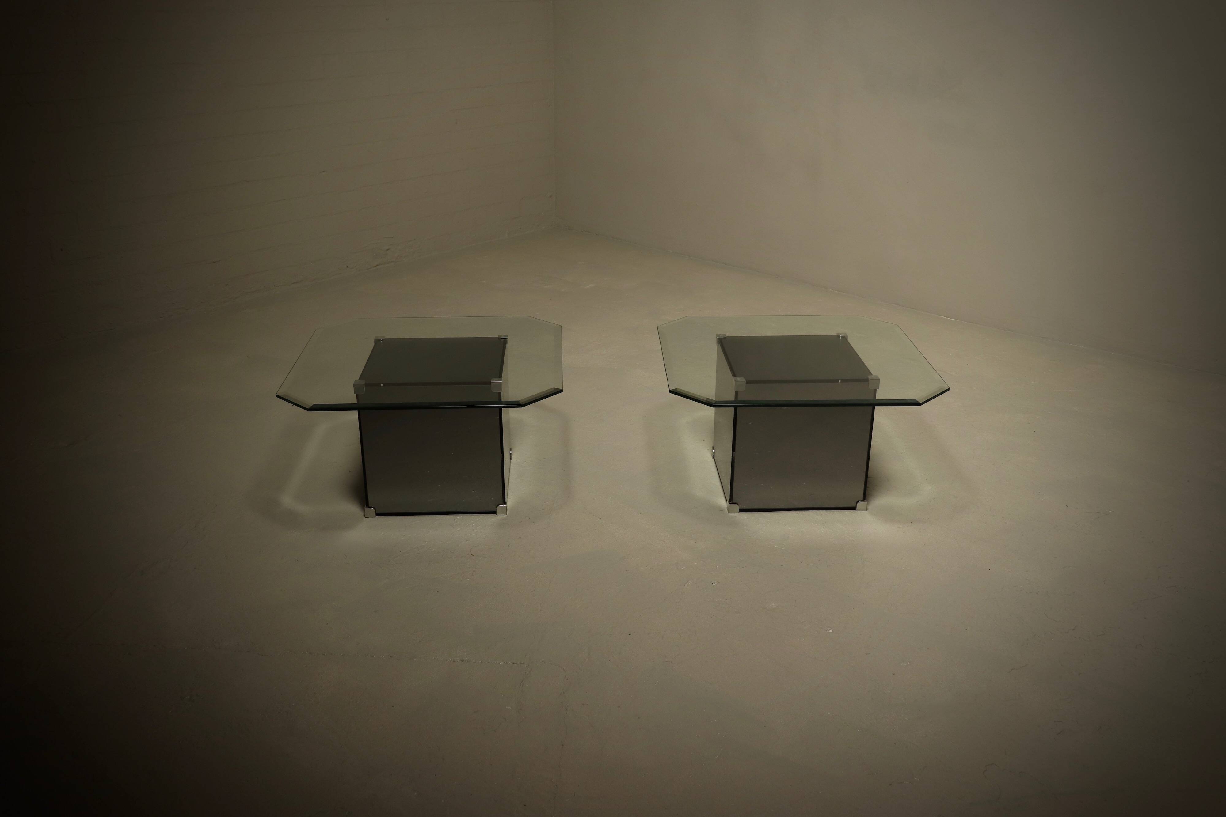 Pair of Mirrored Glass Coffee Tables 1980s