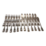 12 fish cutlery sets 24p silver plated metal goldsmith Francia uni-flat