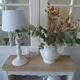 Small bookcase, 2 adjustable pearl gray patinated shelves, wooden top
