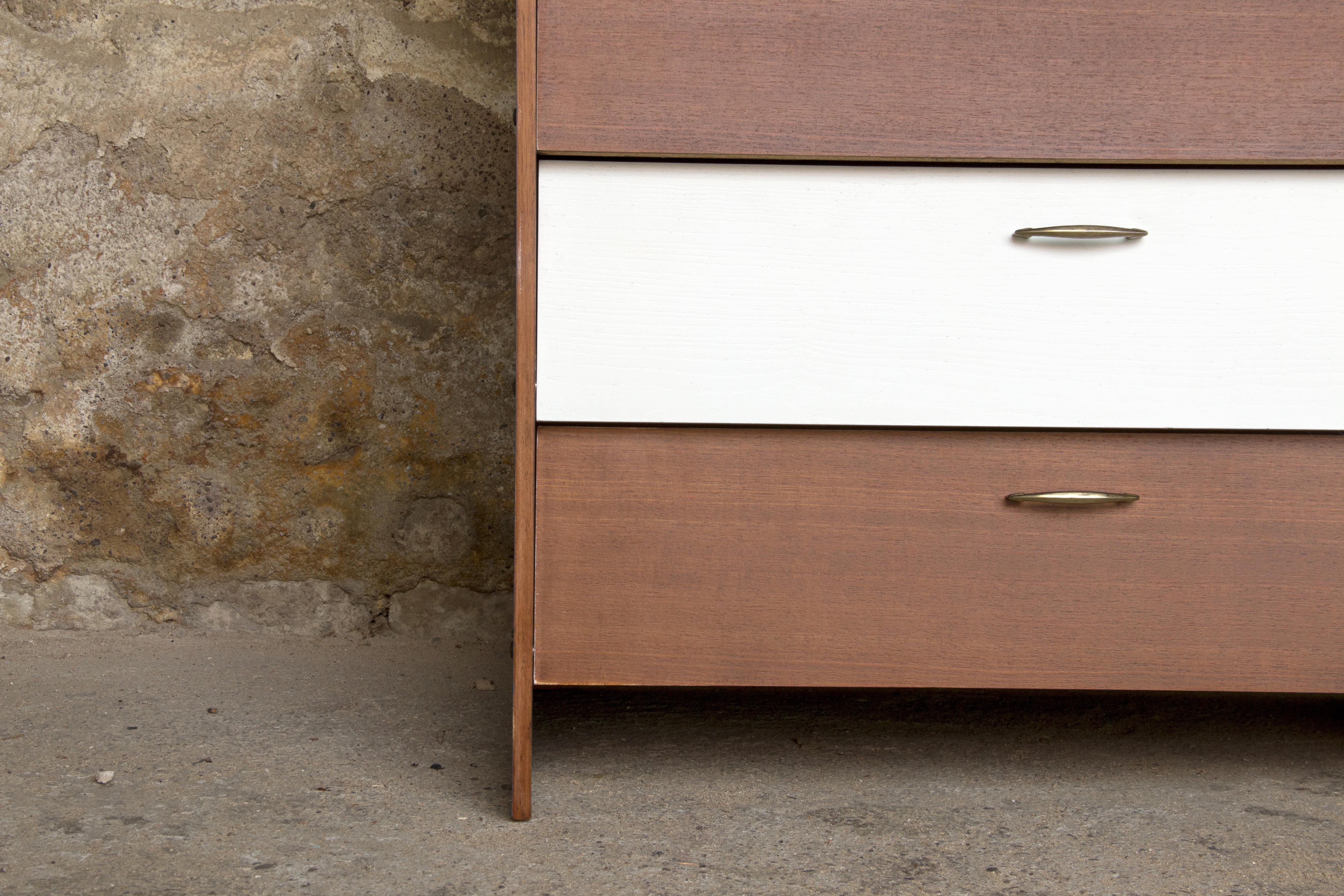 Furniture shoes, teak revamps white blue