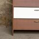 Furniture shoes, teak revamps white blue