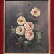 Vintage French oil painting of flowers, signed, on board