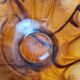 Art Deco Davidson "Cloud Glass" amber centrepiece bowl – vintage English flower holder