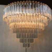 Clear triedro murano glass chandelier