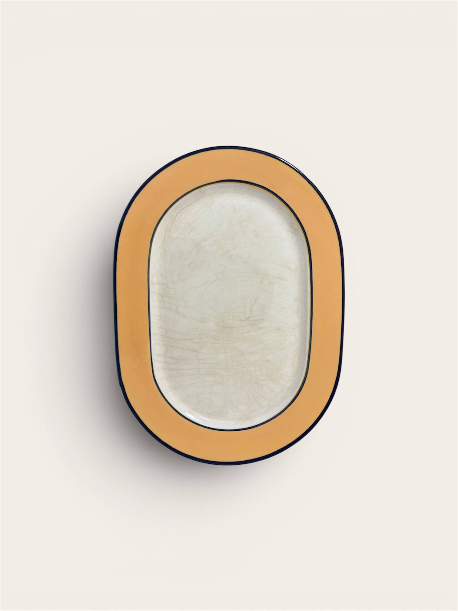 Vintage Pagnossin ceramic/glass plateau, oval, Italy.