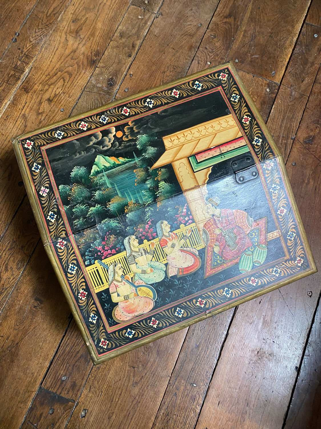 Ancient hand-painted Indian writing desk