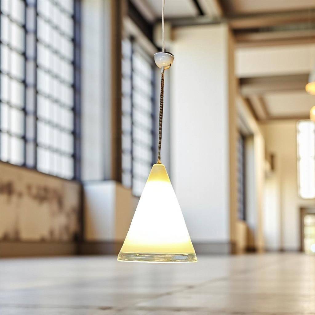 Vintage XL glass pendant light / cone / Renato Tosi for Leucos