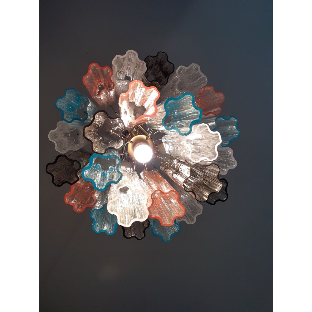 Multicolour “tronchi” murano glass chandelier d50